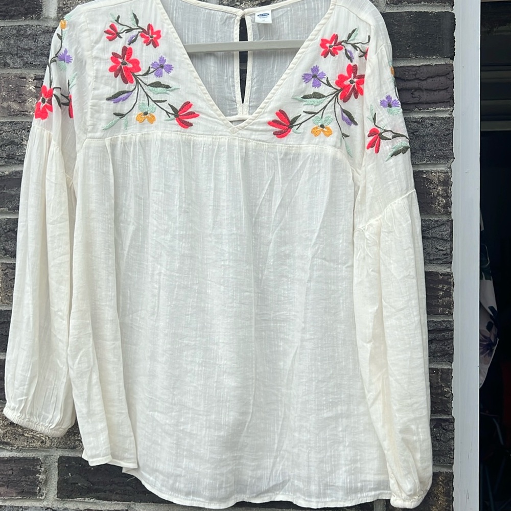 Flowy white and floral shirt